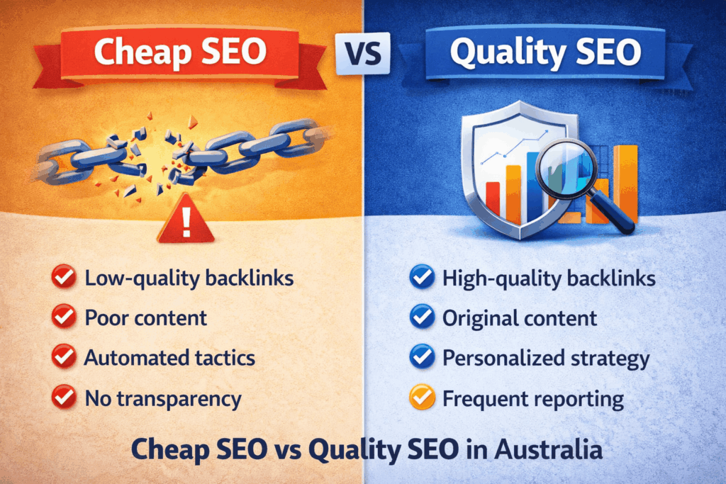 Cheap SEO vs quality SEO comparison Australia