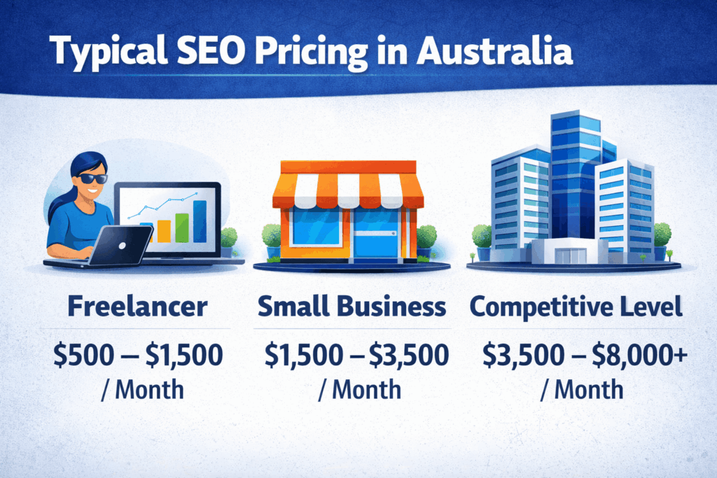Typical SEO pricing in Australia freelancer vs agency